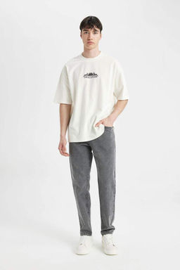 Обычный зауженный крой Джинсовые брюки нормальной формы с нормальной талией и нормальными штанинами - Defacto фото 2