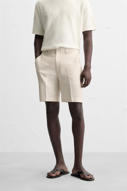 REGULAR FIT LINEN/COTTON BERMUDA SHORTS - Zara фото 2