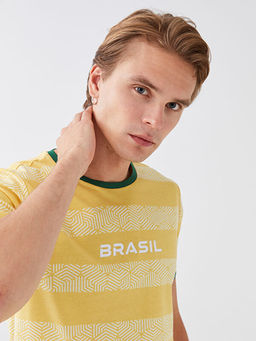 Bisiklet Yaka K?sa Kollu Bask?l? Erkek Spor Ti??rt