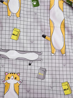 Постельное белье детское поплин с простыней на резинке - Кот-батон 145*112; 80*160*20; 40*60