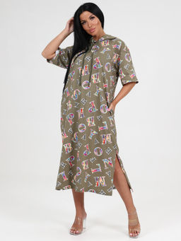 ПЛ-5111 ПЛАТЬЕ ЖЕНСКОЕ (Буквы на хаки) - А-дина фото 3