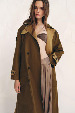 ZW COLLECTION LONG CONTRAST TRENCH COAT - Zara фото 16