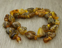 Янтарь дичка с прозрачной галькой, бусы длиной 45см