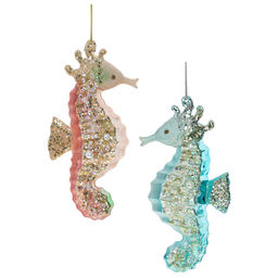 Украшение новогоднее "Морской конек", L7 W4 H13,5 см, 2в.