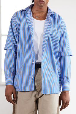 TRENDYOL MAN Limited Edition Mavi Relaxed Fit Alttan C?kma Kollu Gomlek TMNAW25GO00031 - Trendyolmilla фото 2