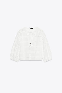 SHORT BLOUSE WITH CUTWORK EMBROIDERY - Zara фото 10