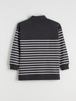 Dik Yaka ?izgili Kad?n Sweatshirt Tunik