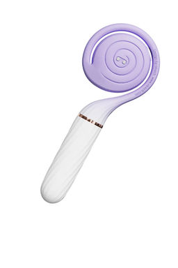 Вибратор с вакуумным стимулятором OTOUCH Lollipop Dual Stimulation, силикон, бело-фиолетовый, 20 см