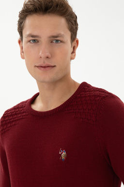 Erkek Slim Fit Bisiklet Yaka Bordo Kazak - U.s. polo assn фото 2