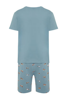 TRENDYOL MAN Mavi %100 Pamuk Regular Fit Bask?l? Orme Sortlu Yazl?k Pijama Tak?m? THMSS21PT0920 - Trendyolmilla фото 25
