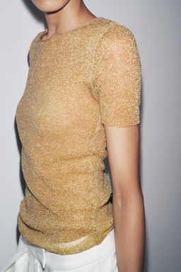 METALLIC SHORT SLEEVE T-SHIRT - Zara фото 10