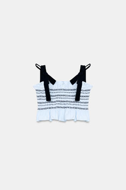 TOP LAZOS NIDO DE ABEJA / Azul / Blanco - Zara фото 5