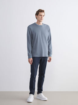 Bisiklet Yaka Uzun Kollu Erkek Sweatshirt