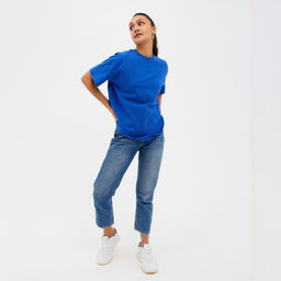 Футболка женская MINAKU OVERSIZE FIT, цвет электрик, размер 42