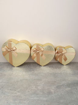 Коробка подарочная Сердце 3 штуки 22х20х9 см / 3405-02 /уп 36/золото - ГалеонТрейд фото 4