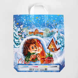 Цена за 25 шт. Пакет подарочный новогодний «Морозное утро», полиэтиленовый с петлевой ручкой, 38×42 см