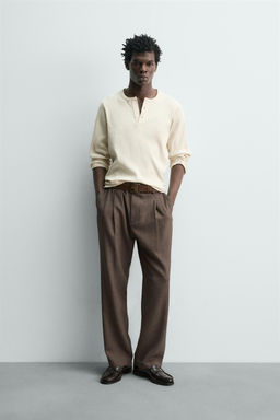 CAMISETA RIB CUELLO PANADERO / Crudo