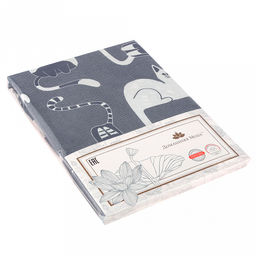 Простыня односпальная на резинке "Кошки, серый" 90х200см, свесы 27см, бязь "Комфорт" 121г/м2, хлопок 100%, упаковка "классическая" ПВХ 28х41см, "Домашняя мода" (Россия)