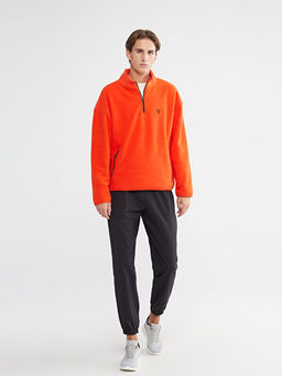 Fermuarl? Dik Yaka Uzun Kollu Erkek Sweatshirt