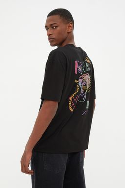 TRENDYOL MAN Siyah Oversize/Genis Kesim Sanatsal Bask?l? %100 Pamuklu T-Shirt TMNSS22TS1601 - Trendyolmilla фото 5