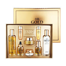 Набор уходовой косметики антивозрастной - 24k Gold Luxury Skin Care 6-piece Set, skin 120ml, lotion 120ml, essense 40ml, ampoule 40ml, eye cream 50g , cream 50g