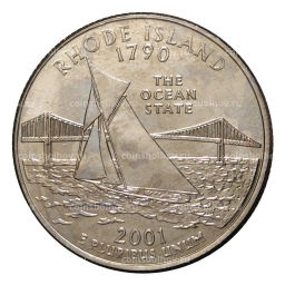 Монета 25 центов 2001 года P Штаты и территории - Род-Айленд