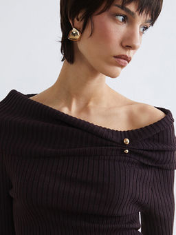 Kay?k Yaka Kad?n Triko Kazak