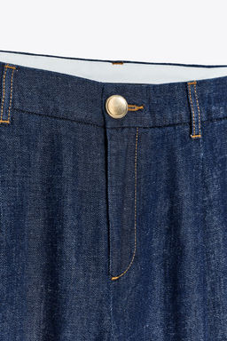 WIDE-LEG DENIM-EFFECT TROUSERS - Zara фото 6