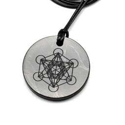 Кулон из шунгита круг "Метатрон" 30мм, на шнурке