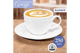 Чайн. пара 2 пр. 250 мл "Ажур" NEW BONE CHINA Чайн. пара 2 пр. 250 мл "Ажур" NEW BONE CHINA