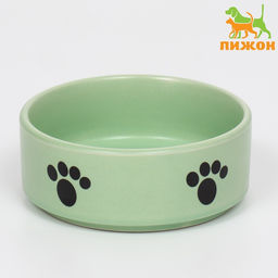 Миска керамическая Лапки 200 мл - 10.510.54 см, мятная - Пижон фото 2