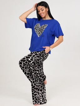 627 ДОМАШНИЙ КОСТЮМ ЖЕНСКИЙ (брюки) (Синий/чёрный жираф) - А-дина фото 4