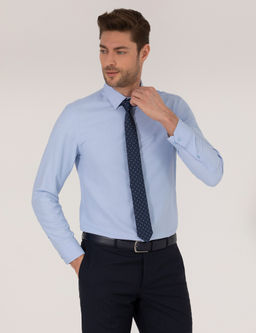 Koyu Mavi Slim Fit Oxford G_mlek
