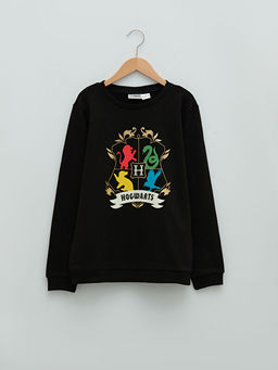 Bisiklet Yaka Harry Potter Bask?l? Uzun Kollu K?z ?ocuk Sweatshirt