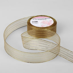 Цена за 2 шт. Лента капроновая, с люрексом, 25 мм 9,1 0,5 м, цвет золотой