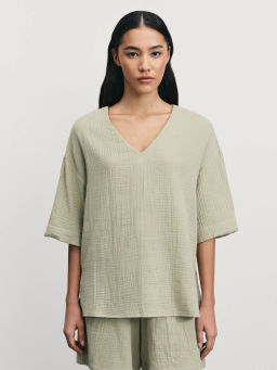 Рубашка из муслина с V-образным вырезом / Zarina  фото 3