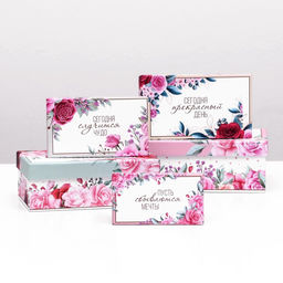 Набор коробок прямоугольных 10 в 1 Цветочный, 30?19?11 - 12?6.5?4 см