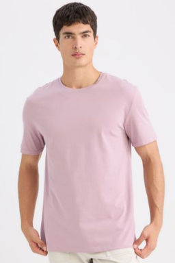 New Regular Fit Bisiklet Yaka Basic Duz K?sa Kollu Tisort