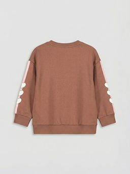 Kalp ve Yaz? Bask?l? K?z ?ocuk Sweatshirt