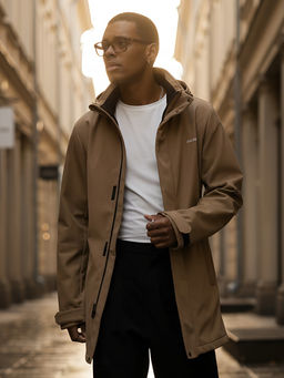 Парка спортивная мужская с капюшоном softshell бежевого цвета 9565B - Mtforce фото 41