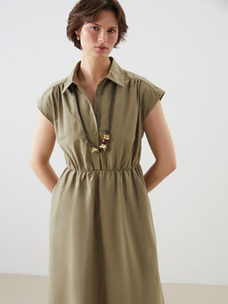 G?mlek Yaka Poplin Elbise