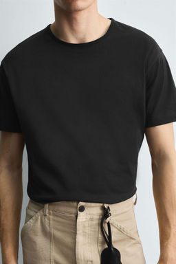 HEAVYWEIGHT RIBBED TRIM T-SHIRT - Zara фото 6