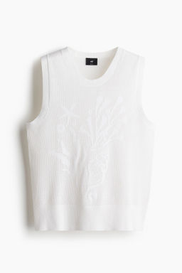Su?ter sin mangas en punto jacquard Slim Fit