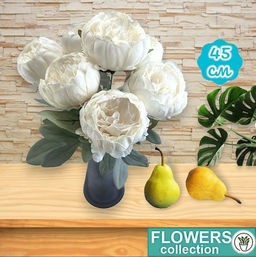 Букет искусственных цветов Buro Пионы белые 7 бутонов высота 45 см