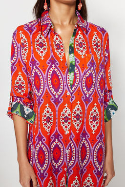 Etnik Desenli Midi Dokuma %100 Pamuklu Plaj Kimono&Kaftan TBESS20KM0017 - Trendyolmilla фото 4