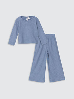 Bisiklet Yaka Basic K?z Bebek Ti??rt ve Pantolon 2li Tak?m