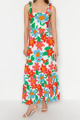 TRENDYOLMILLA Yesil Baglama Ask?l? Etegi F?rf?rl? Fitilli Maxi Orme Maxi Elbise TWOSS23EL02328  фото 12