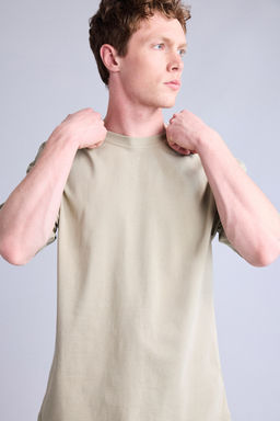 %100 Pamuk Boxy Fit K_sa kollu Bask_l_ Ti__rt - Defacto фото 6