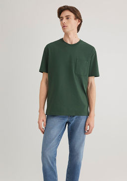 Cep Detayl? Yesil Basic Tisort - Mavi фото 2