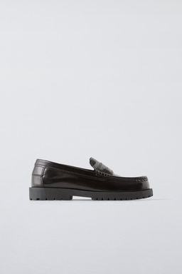 LEATHER LOAFERS WITH TRACK SOLE - Zara фото 2